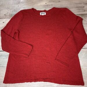 Chico's Design Red Textured Knit‎ Long Sleeve Crew Neck Sweater Size M EUC
